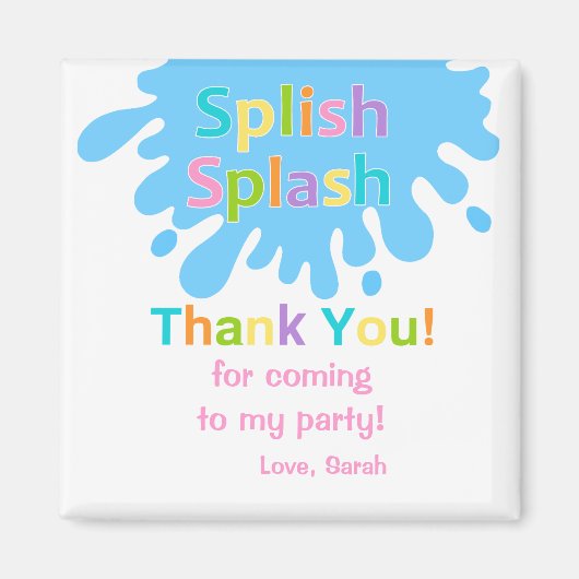 Splish Splash Pool Party Girl Bedankt Magnet (Voorkant)
