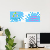 Splish Splash Pool Party Girl Birthday Banner Poster (Thuiskantoor)