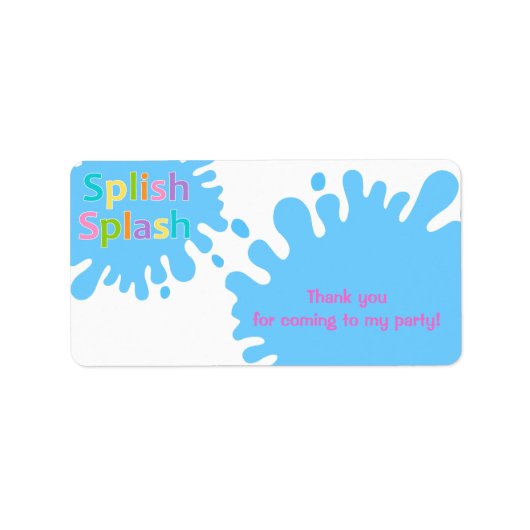 Splish Splash Pool Party Girl Favor Label (Voorkant)
