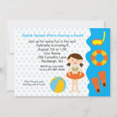Splish Splash Pool Party Girls Birthday Invitation Kaart (Voorkant)