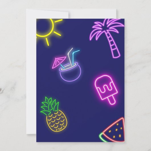 Splish Splash Pool Party Glow Neon Verjaardag Kaart (Achterkant)