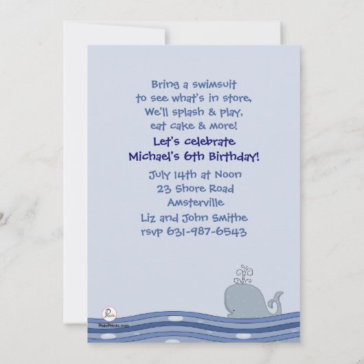 Splish Splash Pool Party Invitation Kaart (Achterkant)