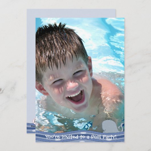 Splish Splash Pool Party Invitation Kaart (Voorkant / Achterkant)