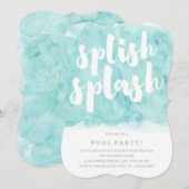 Splish Splash | Pool Party Invitation Kaart (Voorkant / Achterkant)