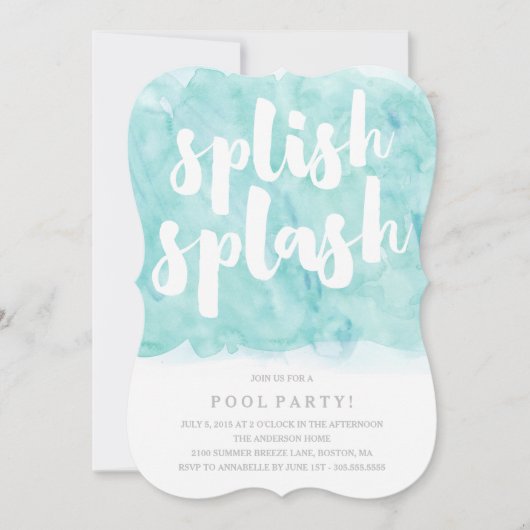 Splish Splash | Pool Party Invitation Kaart (Voorkant)