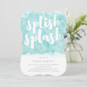 Splish Splash | Pool Party Invitation Kaart (Staand voorkant)