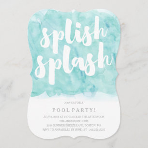 Splish Splash   Pool Party Invitation Kaart