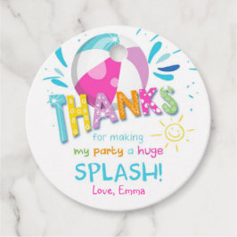 Splish Splash Pool Party Meisje Verjaardag Dank u Bedankjes Labels