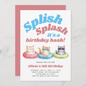 Splish Splash Pool Party Meisje Verjaardag Kaart (Voorkant / Achterkant)