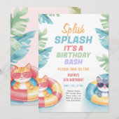 Splish Splash Pool Party Meisje Verjaardag Kaart (Voorkant / Achterkant)