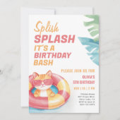 Splish Splash Pool Party Meisje Verjaardag Kaart (Voorkant)