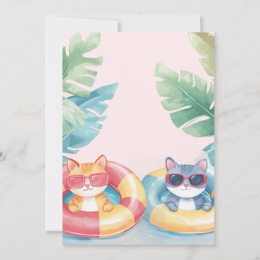 Splish Splash Pool Party Meisje Verjaardag Kaart (Achterkant)