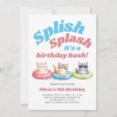 Splish Splash Pool Party Meisje Verjaardag Kaart (Voorkant)