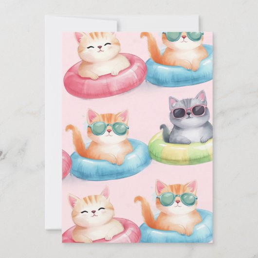 Splish Splash Pool Party Meisje Verjaardag Kaart (Achterkant)