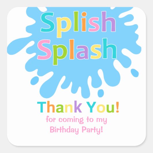 Splish Splash Pool Party Meisje Verjaardag Sticker (Voorkant)
