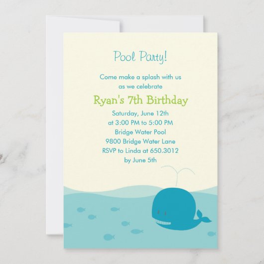 Splish Splash Pool Party of Beach Party Invitation Kaart (Voorkant)
