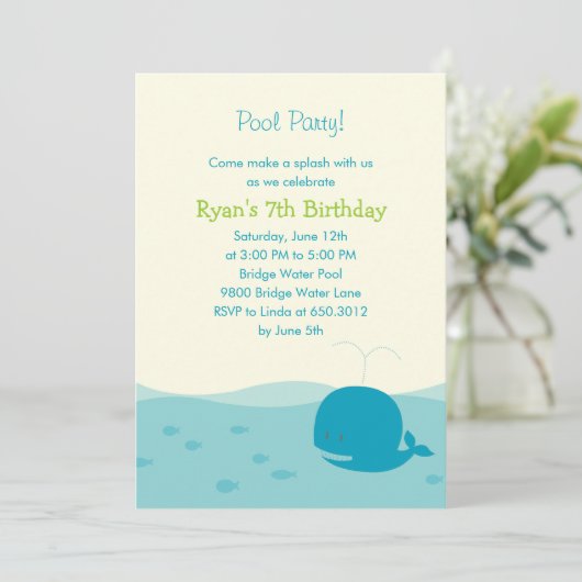 Splish Splash Pool Party of Beach Party Invitation Kaart (Staand voorkant)