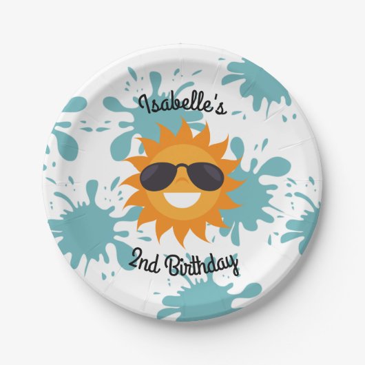 Splish Splash Pool Party Personated Borden Papieren Bordje (Voorkant)