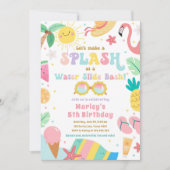 Splish Splash Pool Party Water Slide Bash Verjaard Kaart (Voorkant)