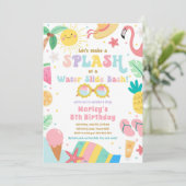 Splish Splash Pool Party Water Slide Bash Verjaard Kaart (Staand voorkant)