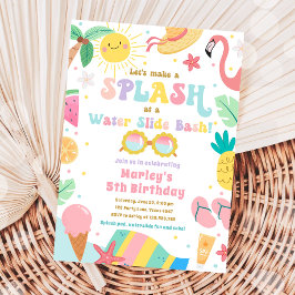 Splish Splash Pool Party Water Slide Bash Verjaard Kaart