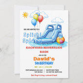 Splish Splash Pool Party Waterslide Verjaardag Kaart (Voorkant)
