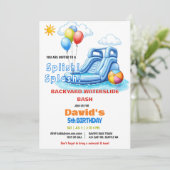 Splish Splash Pool Party Waterslide Verjaardag Kaart (Staand voorkant)