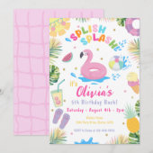 Splish Splash Pool Party Zomer Water Verjaardag Kaart (Voorkant / Achterkant)