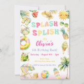Splish Splash Pool Party Zomer Water Verjaardag Kaart (Voorkant)