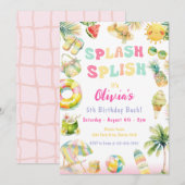 Splish Splash Pool Party Zomer Water Verjaardag Kaart (Voorkant / Achterkant)