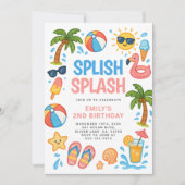 Splish Splash Pool Party Zomerverjaardagsfeestje Kaart (Voorkant)