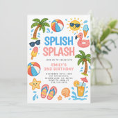 Splish Splash Pool Party Zomerverjaardagsfeestje Kaart (Staand voorkant)