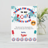 Splish Splash Pool Verjaardagsfeest Dankkaart Bedankkaart (Staand voorkant)