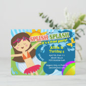 Splish Splash poolpartij verjaardagsfeest uitnodig Kaart (Staand voorkant)