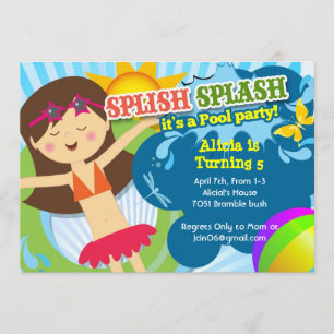 Splish Splash poolpartij verjaardagsfeest uitnodig Kaart