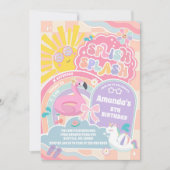 Splish Splash Retro Groovy Daisy Birthday Invitati Kaart (Voorkant)