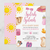 Splish Splash Roze Strand Zomer Meisje Baby shower Kaart (Voorkant / Achterkant)
