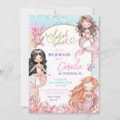 Splish Splash Roze Zee Zeemeermin Bash Verjaardag  Kaart (Voorkant)