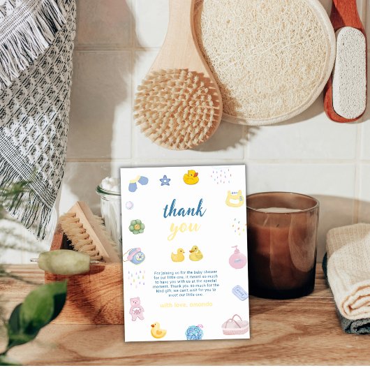Splish Splash Rubber Eend Bad Baby Borrel   Bedankkaart