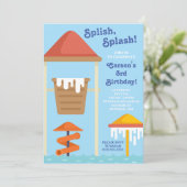 Splish, Splash! Splash Pad, Waterpark Verjaardag Kaart (Staand voorkant)