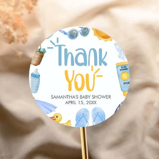Splish Splash Summer Baby Shower Ronde Sticker