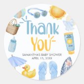 Splish Splash Summer Baby Shower Ronde Sticker (Voorkant)