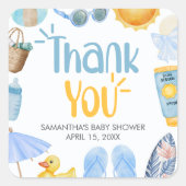Splish Splash Summer Baby Shower Vierkante Sticker (Voorkant)