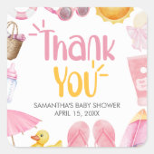 Splish Splash Summer Baby Shower Vierkante Sticker (Voorkant)