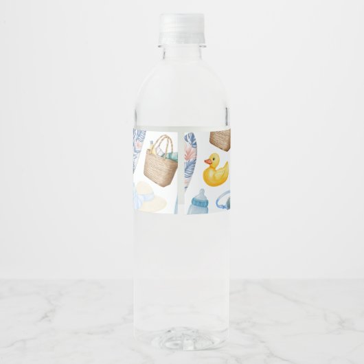Splish Splash Summer Baby Shower Waterfles Etiket (Achterkant)