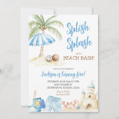 Splish Splash Summer Beach Bash Boy Verjaardag Kaart (Voorkant)