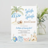 Splish Splash Summer Beach Bash Boy Verjaardag Kaart (Staand voorkant)