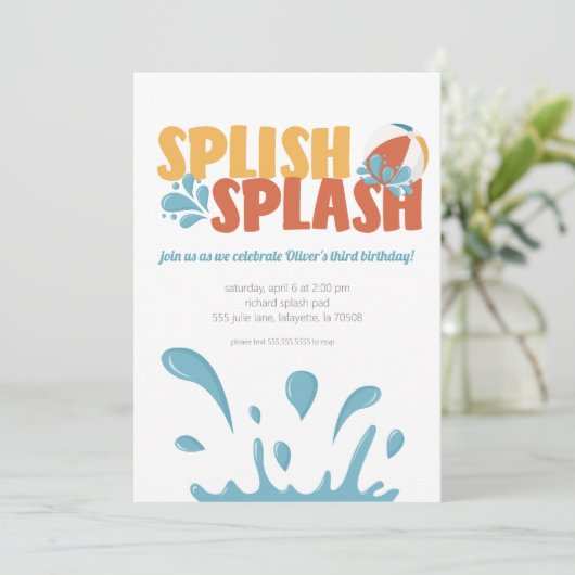 Splish Splash Summer Birthday Bash Uitnodigingen (Staand voorkant)