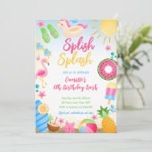 Splish Splash Summer Girl Verjaardag Kaart (Staand voorkant)