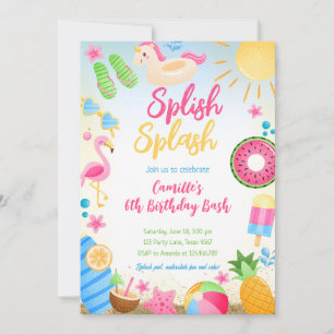 Splish Splash Summer Girl Verjaardag Kaart
